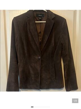 Alfani Brown Suede Single-Button Blazer